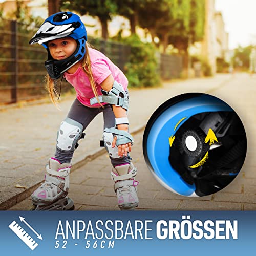 Foto von Velo Elements Integralhelm Fahrradhelm Kinder - 2-in-1 kinderhelm mit abnehmbarem Kinnschutz - [52-58cm] BMX Helm Kinder für Kinderfahrrad, Roller, Skater - Fahrrad Helm Jungen & Mädchen