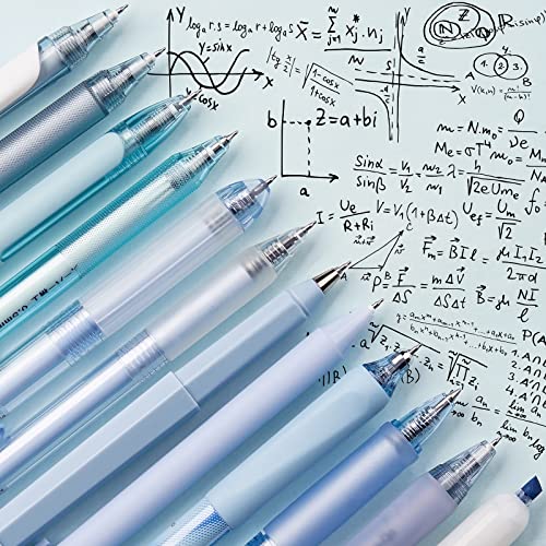 Image of Four Candies 12Pack Pastel Gel Ink Pen Set, 11 Pack Black Ink Pens with 1Pack Highlighter for Writing, Retractable 0.5mm Fine Point Cute Note Taking Pens for School Office (Blue)