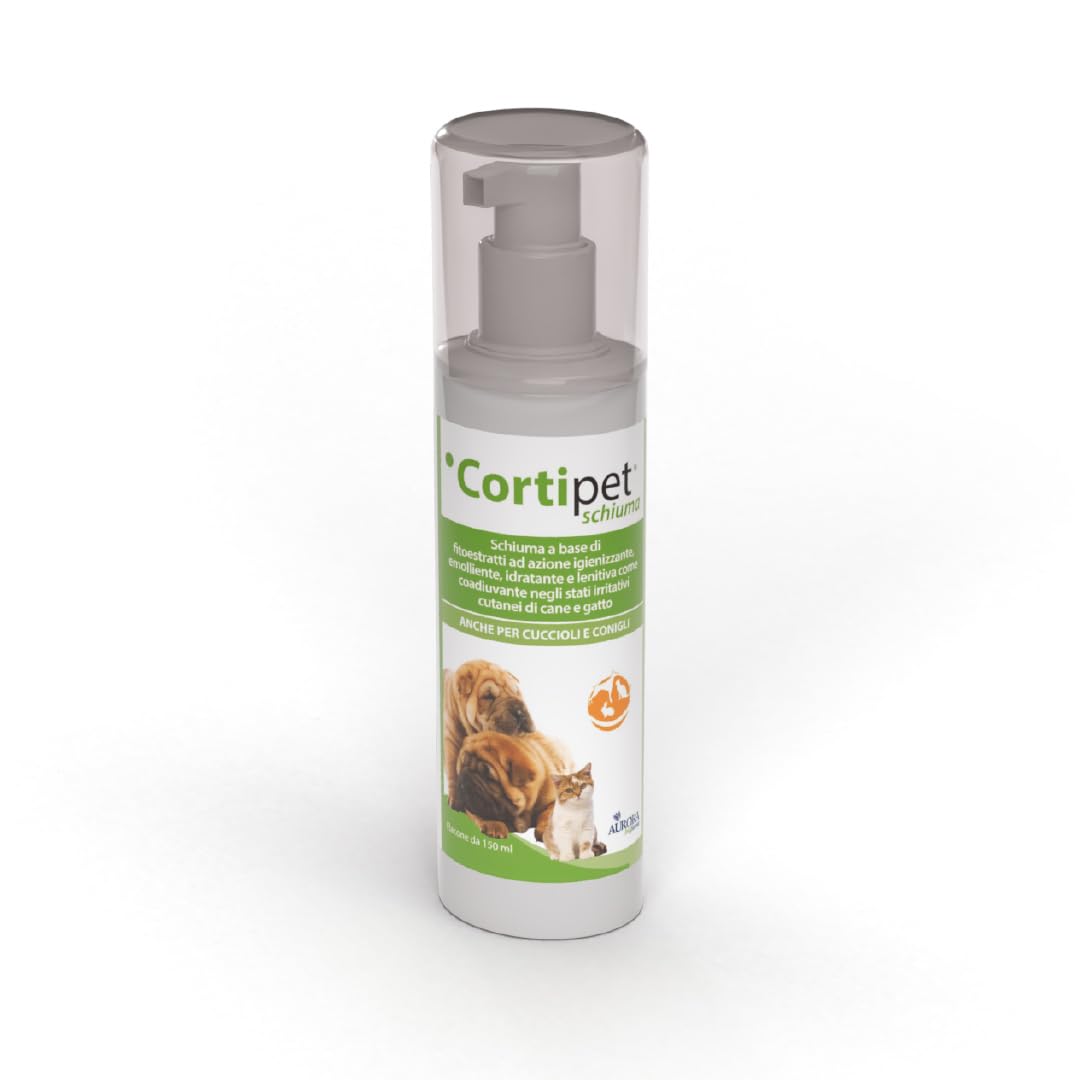 Aurora Biofarma Cortipet Schiuma 150ml - Idratante e lenitiva - Utile nei casi di prurito e per donare lucentezza al pelo spento e opaco.