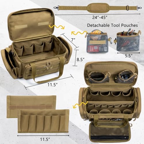 Image of Heavy Duty Tool Bag Organizer with Strong Magnets & Detachable Pouches, Tactical Tool Tote for Men, Multiple Pockets, Anti-Friction Bottom Utility Tool's Bag for Electrician,Mechanic