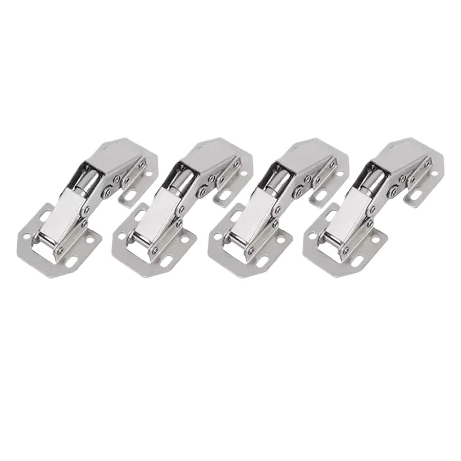 Iklaaqetbxps 4Pcs 90 Degree No-Drill Silver Stainless Steel Hinges, Hardware Accessories For Kitchen Cabinet And Cupboard(4Pcs)