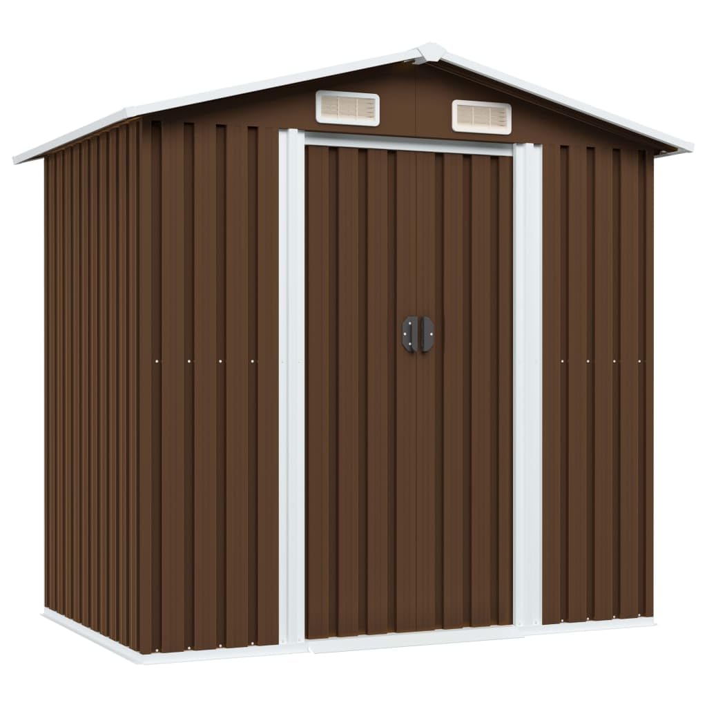 Abri de Jardin cabane cabanon Maison de Stockage Remise extérieur Hangar Outils Robuste 204 x 132 x 186 cm Acier Marron 02_0022386