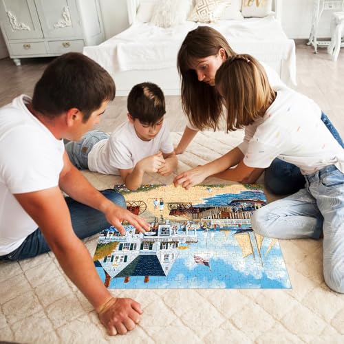 Image of Jigsaw Puzzles 300 Pieces for Adults White Villa Puzzle 300 Pieces Adult Puzzles Games for Kids Ages 8-10 10-12 Recycled Cardboard Puzzle Pieces Family Challenging Game 20.5x15IN