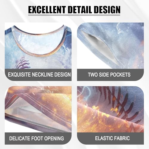 senya Short Sleeve Pajamas Sets Summer Cotton Sleepwear Baseball Water Fire Collisions4