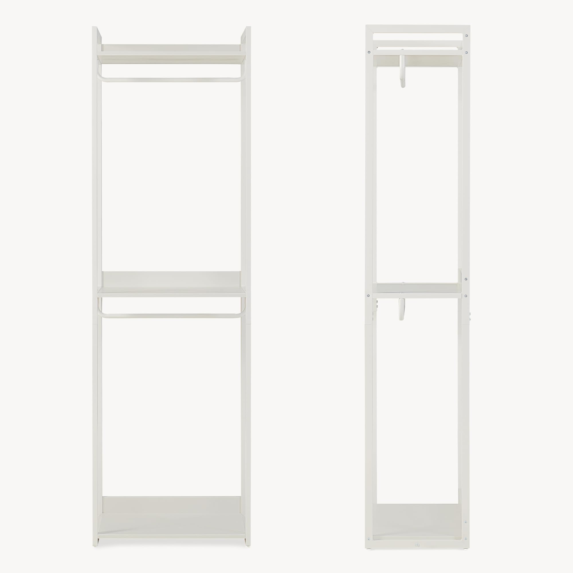 [en.casa] Perchero Burro Jässaatka de Estructura Metálica con 2 Barras y 3 Estantes Diseño Moderno Burro Ropa con Compartimentos para Entrada Dormitorio 200 x 61 x 40 cm - Gris