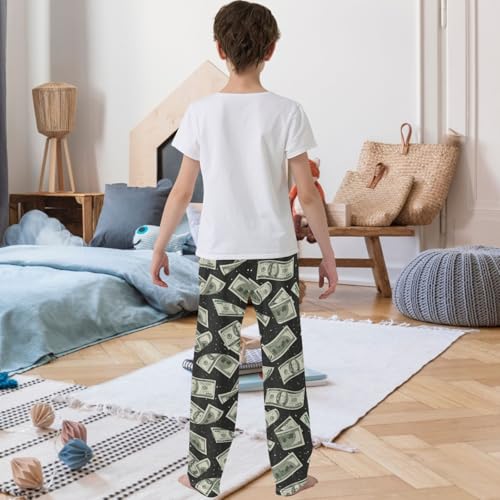 Boy's Pj Pants Money Dollar USA Lounge Bottoms Elastic Kids Sweatpants Joggers with Pockets Size 6-143
