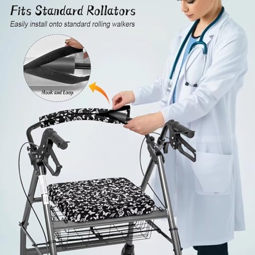 Image of Music Butterfly Rollator Walker Seat and Backrest Covers for Seniors Women Universal Walkers Seat Covers
