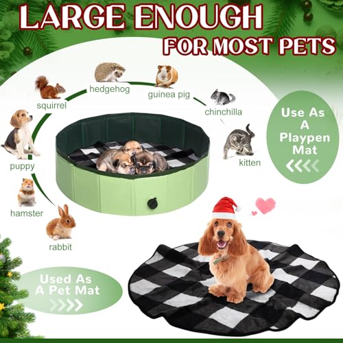 Image of 2 Pack Washable Dog Pee Pads Christmas Buffalo Plaid Waterproof Puppy Pads Reusable Pet Training Pad Absorbent 36 inch Round Whelping Floor Bed Mat Fleece Pad for Potty(Black White)