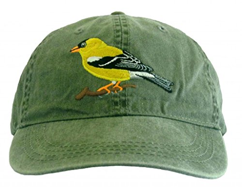 Tom's Bird Feeders American Goldfinch Embroidered Cotton Cap Green