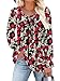 Magritta Women's Pintuck Tops, Tees & Blouses Trendy Black Floral Fall Loose Casual Essential Shirt Long Puff Sleeve Crew Keyhole Neck Slim Pleated Tunic Top Business Professional Clothing XL