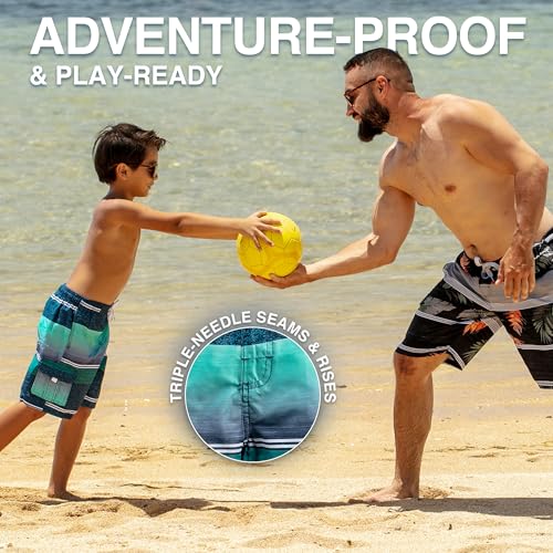 Image of Kanu Surf Boys' Blake Stripe Quick Dry Beach Board Shorts Swim Trunk