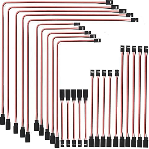 RUNCCI-YUN 25 pcs JR Style Servo Extension Cable,Servo Cables,Male to Female JR Plug , RC Servo Extension Lead Wire,(100mm,150mm,300mm,500mm,600mm)Servo Harness,JR for Remote Control Aircraft Cover