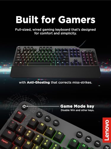 GY40T26478 Legion K500 RGB Mechanical Gaming Keyboard, 3 Zone Full-Size Keyboard, 7 User Programmable Hot Keys; 16.8 Million Colors, 50 Million-Click Red Mechanical Keys, Detachable Palm Rest - Tastiera gaming - Immagine 2