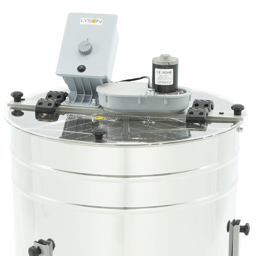 LYSON 4-Waben Honigschleuder Diagonalschleuder Ø600 mit elektrischem Antrieb Honeyextractor Tangentialschleuder für 4 Rähmchen Universal Edelstahl Imkerei Bienenzüchter Zubehör MINIMA LINE