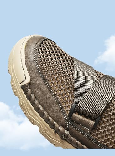 Men's Breathable Splicing Mesh Sport Sandals, Summer Comfy Leather Non-Slip Sports Beach Sandals2