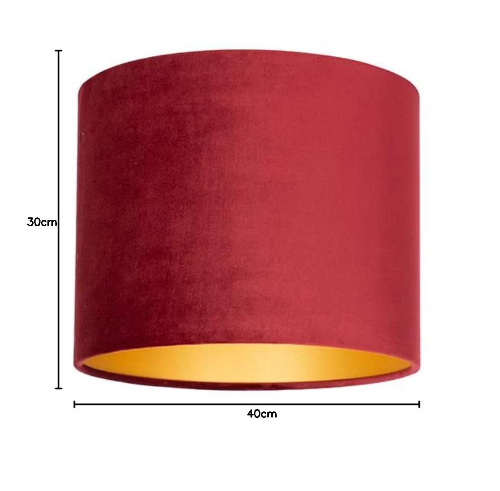Uniqq Abat-jour velours rouge Ø 40 cm - 30 cm de haut