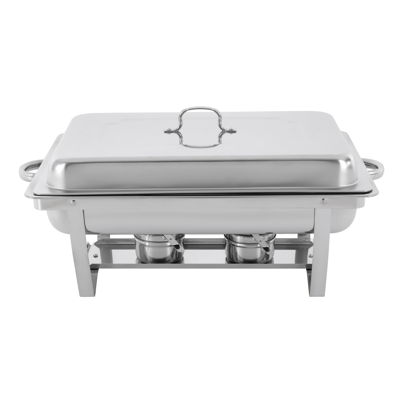 Rectangular Chafing Dish Buffet Set, 7.9Qt Catering Chafer Warmer Set with 3 Food Compartments/Pans, Silver Stainless Steel Buffet Dishes Warming Utensils for Kitchen, Dining