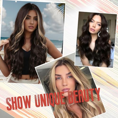 Long Brown Wig for Women 26Inch Wavy Curly Dark Brown Hair Wigs Synthetic Hair Replacement Wig Heat Resistant Hair Wig for Daily Party Use Halloween Costume Wig(26'' Dark Brown) - Image 5