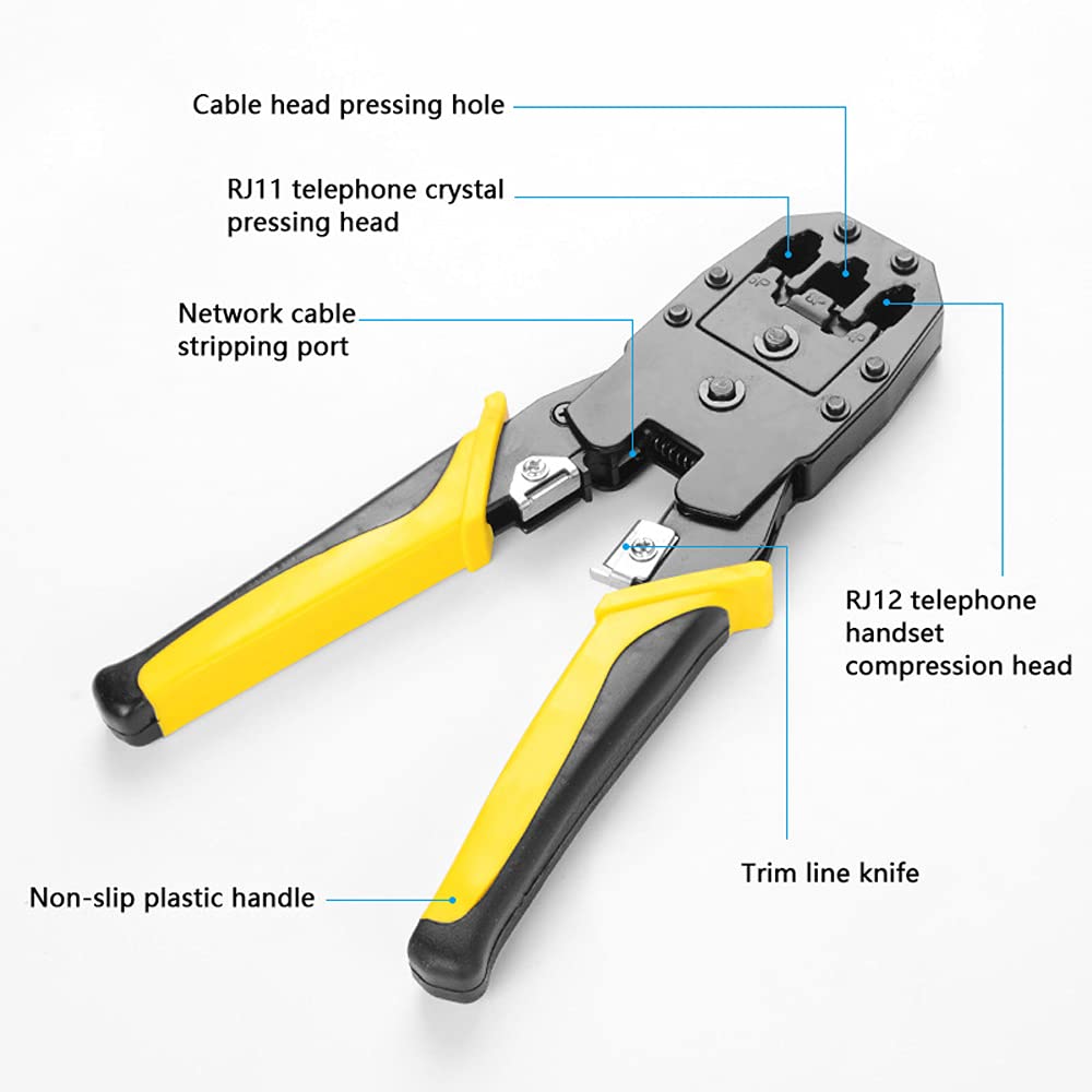 Handskit, kit di pinze per crimpatura e crimpatura di rete RJ45 RJ11 RJ12 con tester per cavi