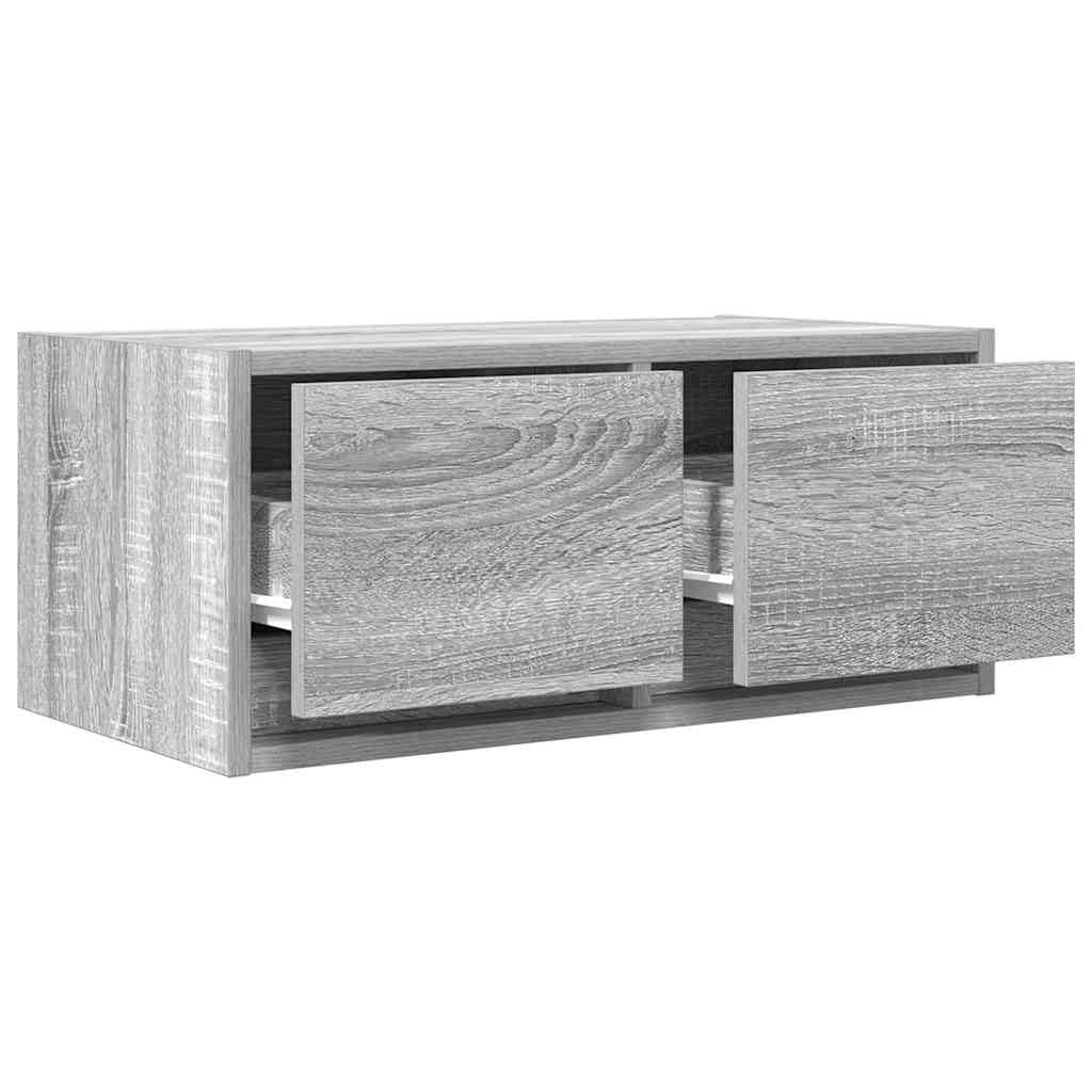 Mobile TV grigio Sonoma, 60 x 31 x 25,5 cm, con 2 cassetti, montaggio a parete, per soggiorno, camera da letto, credenza