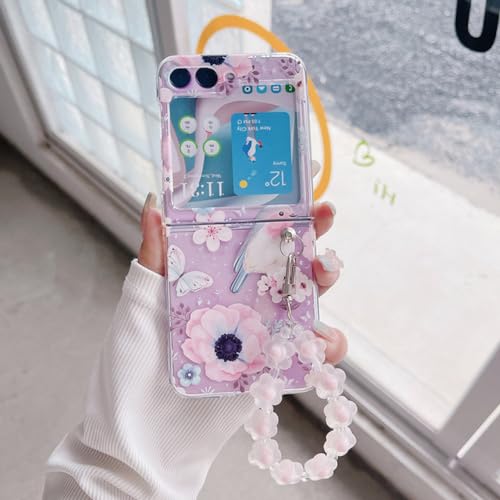 Coque plastique rigide premium pour Samsung Z Flip 5 antichoc au design floral élégant