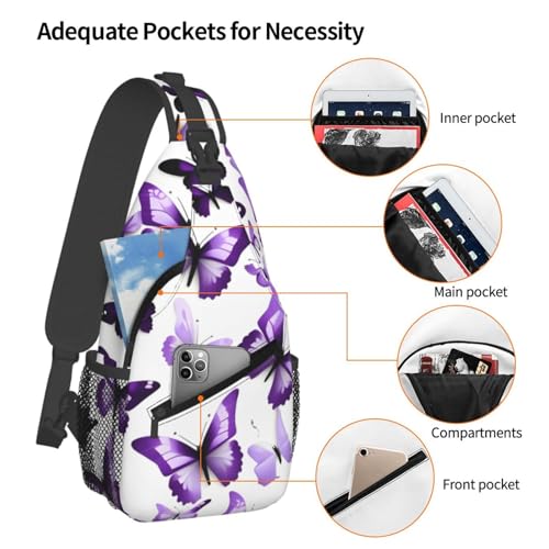Mochila cruzada compacta con diseño de mariposas negra miniatura 4