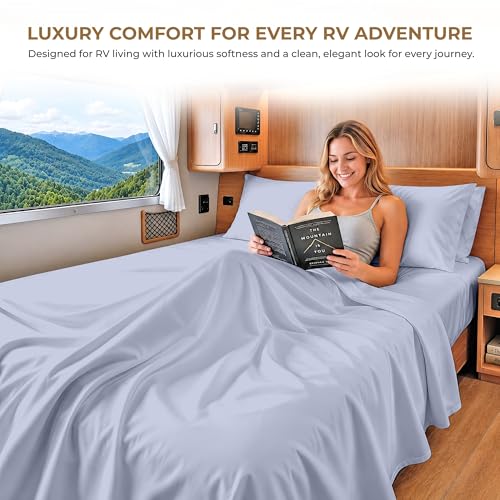Image of SGI bedding 100% Egyptian Cotton Sheets RV King Size - 600 Thread Count Sheets Set, Soft, Cooling, 15 inch Deep Pocket, Luxury Hotel Bedding, Breathable, Durable - Cornflower Blue
