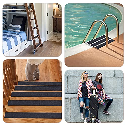 Image of Qingluan Anti Slip Tape Heavy Duty Grip Tape Non Slip Stair Treads Waterproof High Traction Safety Tape for Indoor Outdoor Stairs Steps Floors (Black, 2 Inch x 16.4ft)