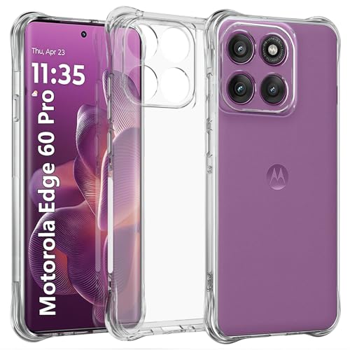 Image of USTIYA Case for Motorola Moto Edge 60 Pro Clear TPU Four Corners Military-Grade Protection Cover Transparent Soft funda