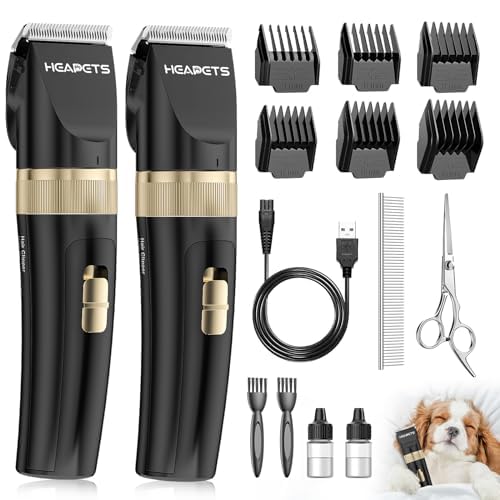 Dog Clippers for Grooming, 2 Pack Pet Hair Trimmers with 2 Speed Grooming Mode, Rechargeable, Cordless, Electric Quiet, Suitable for Dogs Cats (Black)