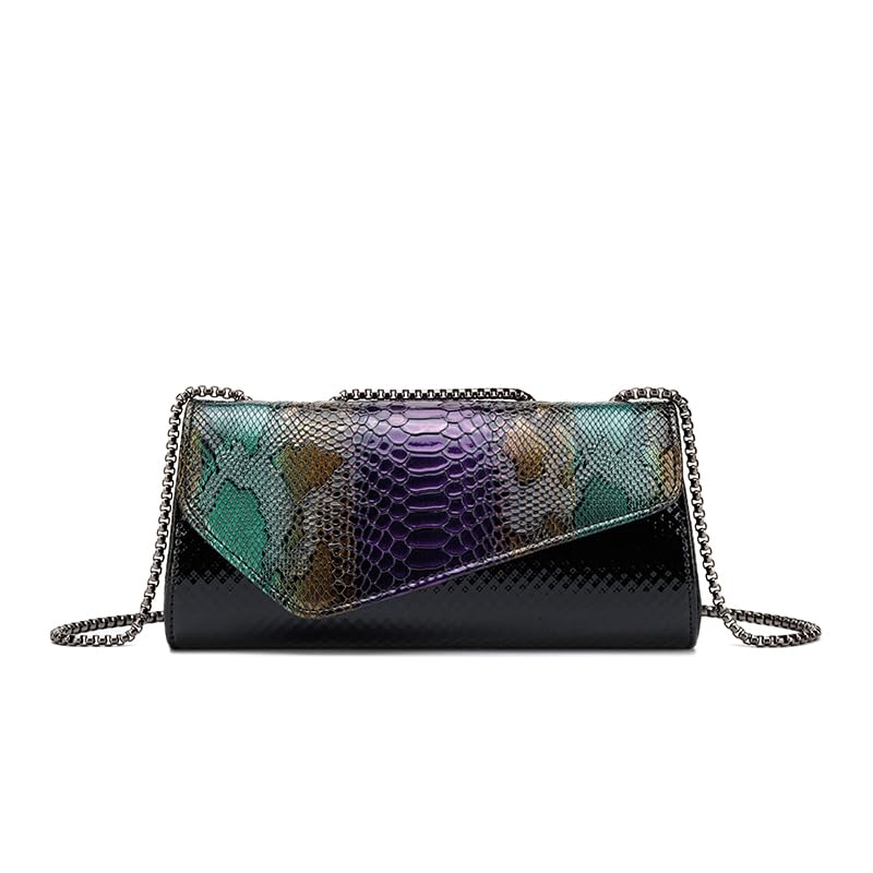 Women's Fashion Trends Python Scale Printed Shoulder Bag One-Shoulder Mobile Wallet Card Wallet-Porcelaine Print