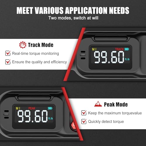 Image of VANPO Digital Torque Wrench 3 /8-Inch,5-99.6 Ft-Lb for Bike, Motorcycle | 6.8-135 Nm, Electronic Torque Wrench with Color Screen,Buzzer and LED Alertm, Preset & Data Storage forAutomotive Maintenance