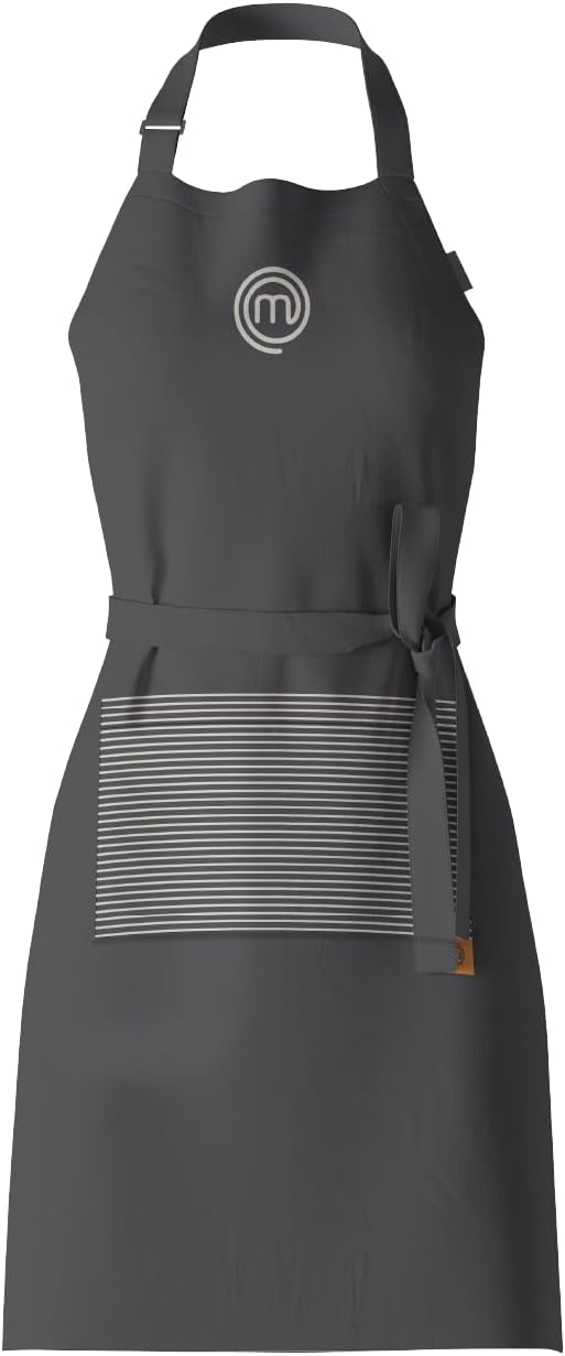 MasterChefChef Apron for Men & Women, Cooking Apron for the Kitchen & BBQ Grilling, Premium Quality Cotton with Official Show Logo, Perfect Chef Gift, One Size Fits All, Elite Collection, Black