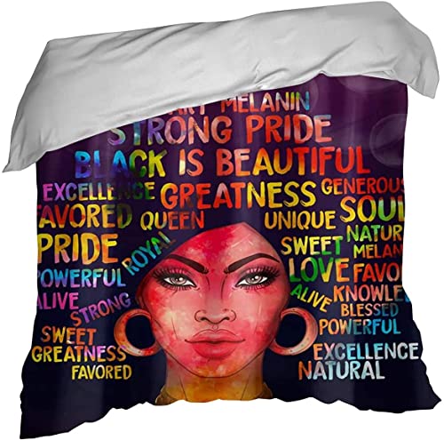 Mrlyouth African American Black Woman Duvet Cover Queen Size,Black Girl Art Alphabet Feelings Bedding Sets,Sexy Afro Bed Comforter Sets With 1 Cover+2 Pillowcases, Queen(1Duvet Cover+2Pillowcases) #TOP3