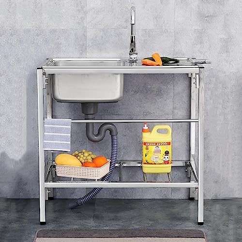 Évier utilitaire en acier inoxydable avec robinet et établi pour cuisine - 2