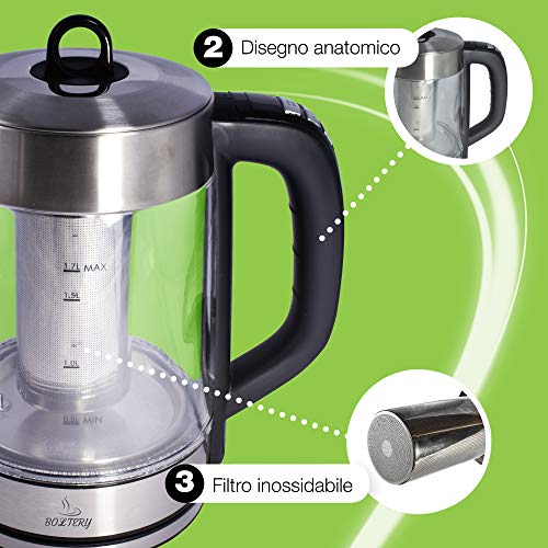 Hervidor eléctrico inalámbrico de cristal resistente a altas temperaturas, 1,7 l, tetera de apagado automático de 40 a… - Imagen 5