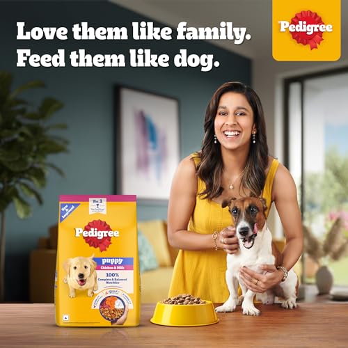 Image of Pedigree Puppy Dry Dog Food, Chicken & Milk, 10 kg, Contains 37 Essential Nutrients, 100% Complete & Balanced Food for Puppies