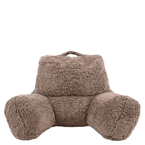 Icon Teddybär Rückenlehne Lesekissen, Mokkabraun, Lesekissen Flauschig mit Sitzsack Füllung, Rückenstütze mit Tragegriff
