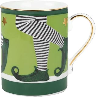 Taza festiva de porcelana con diseño de patas de elfo, 350 ml, taza de café de regalo