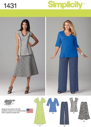 Simplicity American Sewing Guild Pattern 1431 Women's Dress or Tunic, Pants and Skirt Size 20W-28W