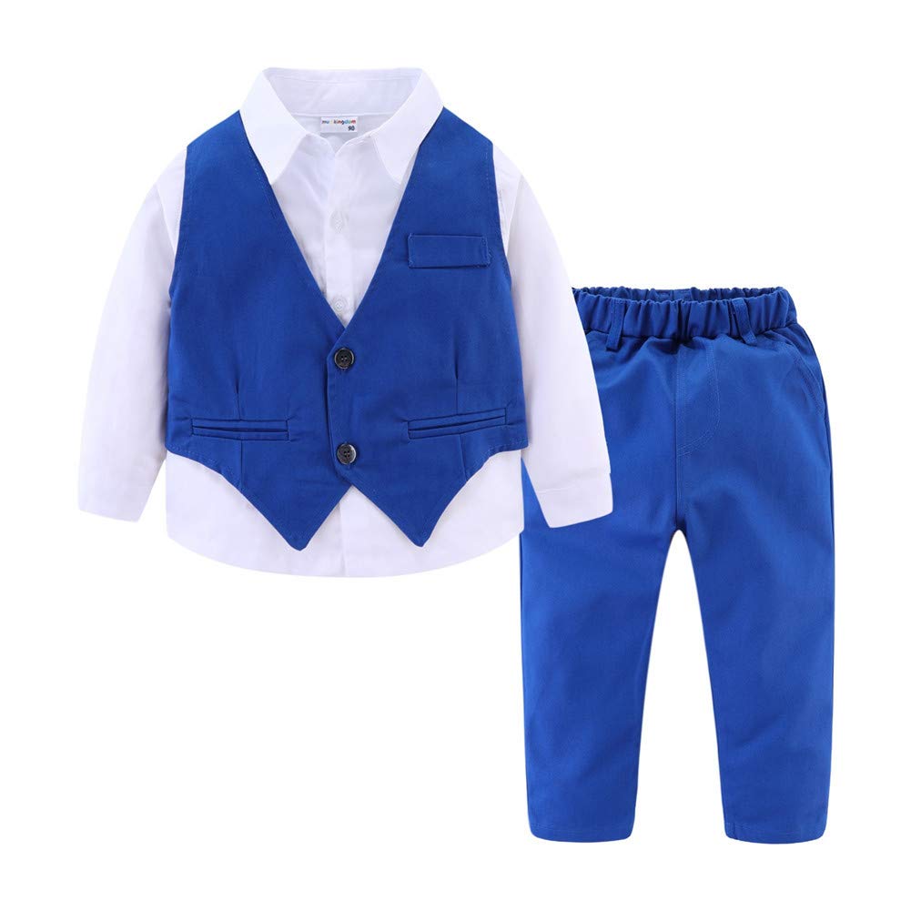 Mud Kingdom Boys Suits for Weddings White Shirts, Vests and Pants Clothes Sets