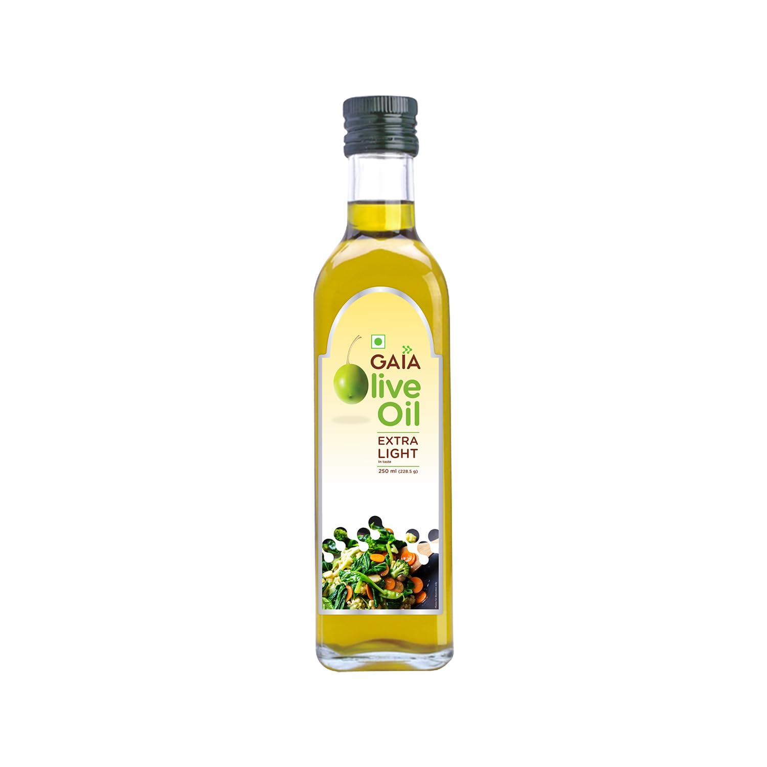 Gaia Extra Light Olive Oil(250 Ml) Zero Cholesterol, Low Saturated Fat, Good for Frying, Roasting, Baking and All Indian Cusines,Enhanced Taste and Flavor, Helps Reduce Bad Cholesterol