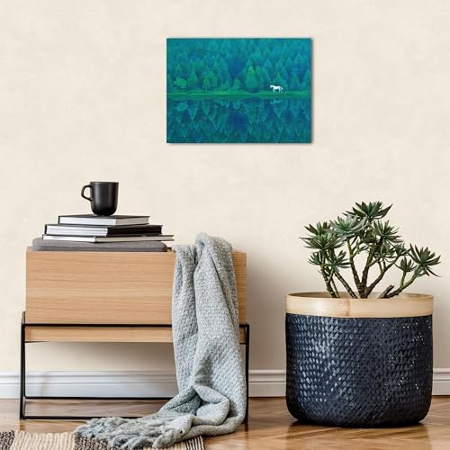 LUHSICE東山魁夷緑響 風景画 アートパネル ポスター 絵画 オフィスルーム リビングルーム ソファの背景画