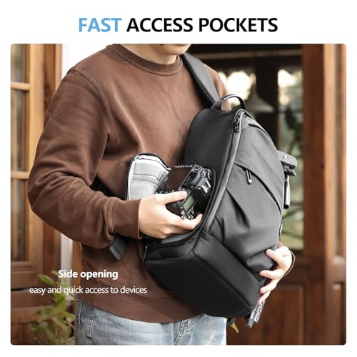 Bolso tipo bandolera para cámara DSLR impermeable negro miniatura 3
