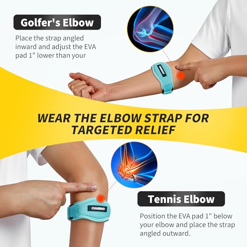 Image of CAMBIVO 2 Pack Tennis Elbow Brace Strap for Tendonitis, Lake Blue