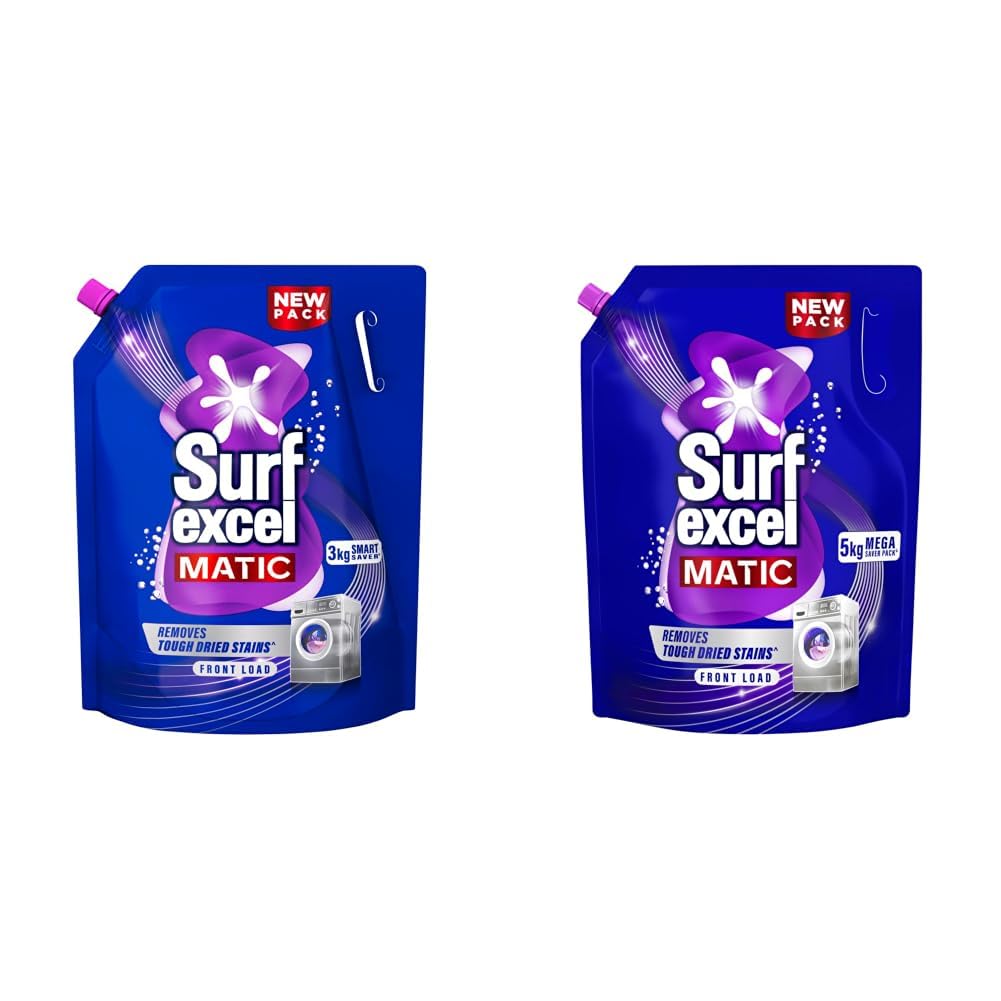 Surf Excel Matic Front Load Liquid Detergent 3kg Refill| Specially designed to remove Tough Dried Stains, 1st time in Washing Machine & Matic Front Load Liquid Detergent 5Kg Refill Pouch, Specially-image-20