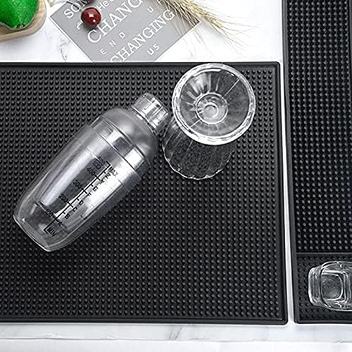 Rubber Service Bar Mat, Anti-slip12" x 6" Rubber Bar Spill Mat, 4 Pcs Premium PVC Pad for Kitchen, Restaurant, Countertop, Hotel, Beverages