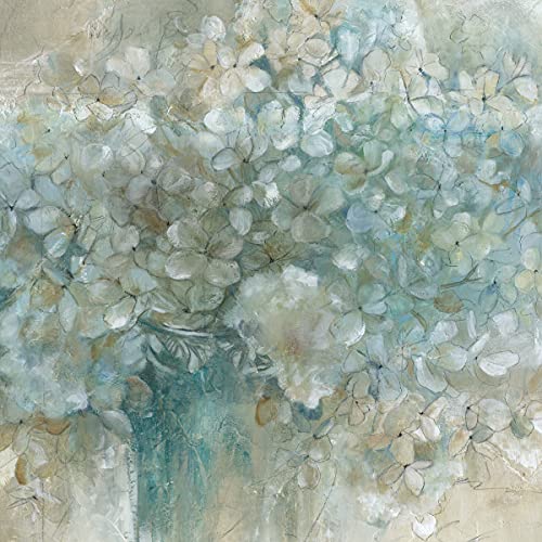 Haven Home Decor 15.5' x 15.5' Soft Muted Hydrangeas, Abstract Canvas Wall Art for Livingroom, Bedroom, Bathroom