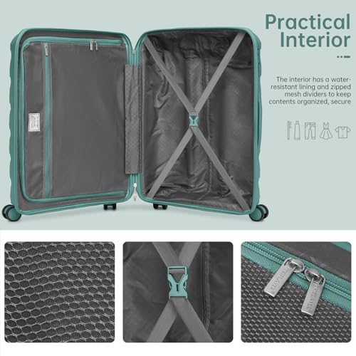 Image of Carry On Luggage 22x14x9 Airline Approved, 22 Inch PP Hardshell Luggage Carry-on Suitcase with Spinner Wheels, Carry On Suitcase Set for Women (Misty Blue)