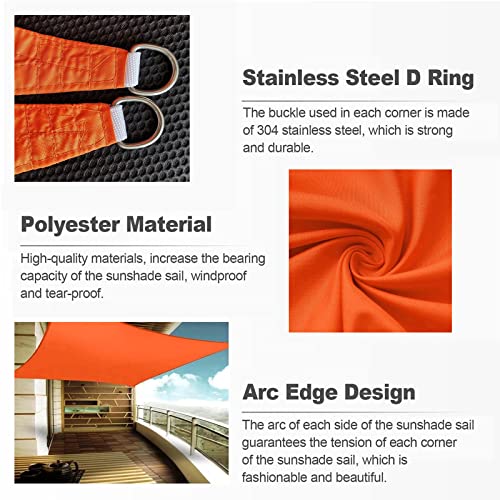 Auvent solaire imperméable de forme rectangle orange pour aménager un coin d'ombre extérieur